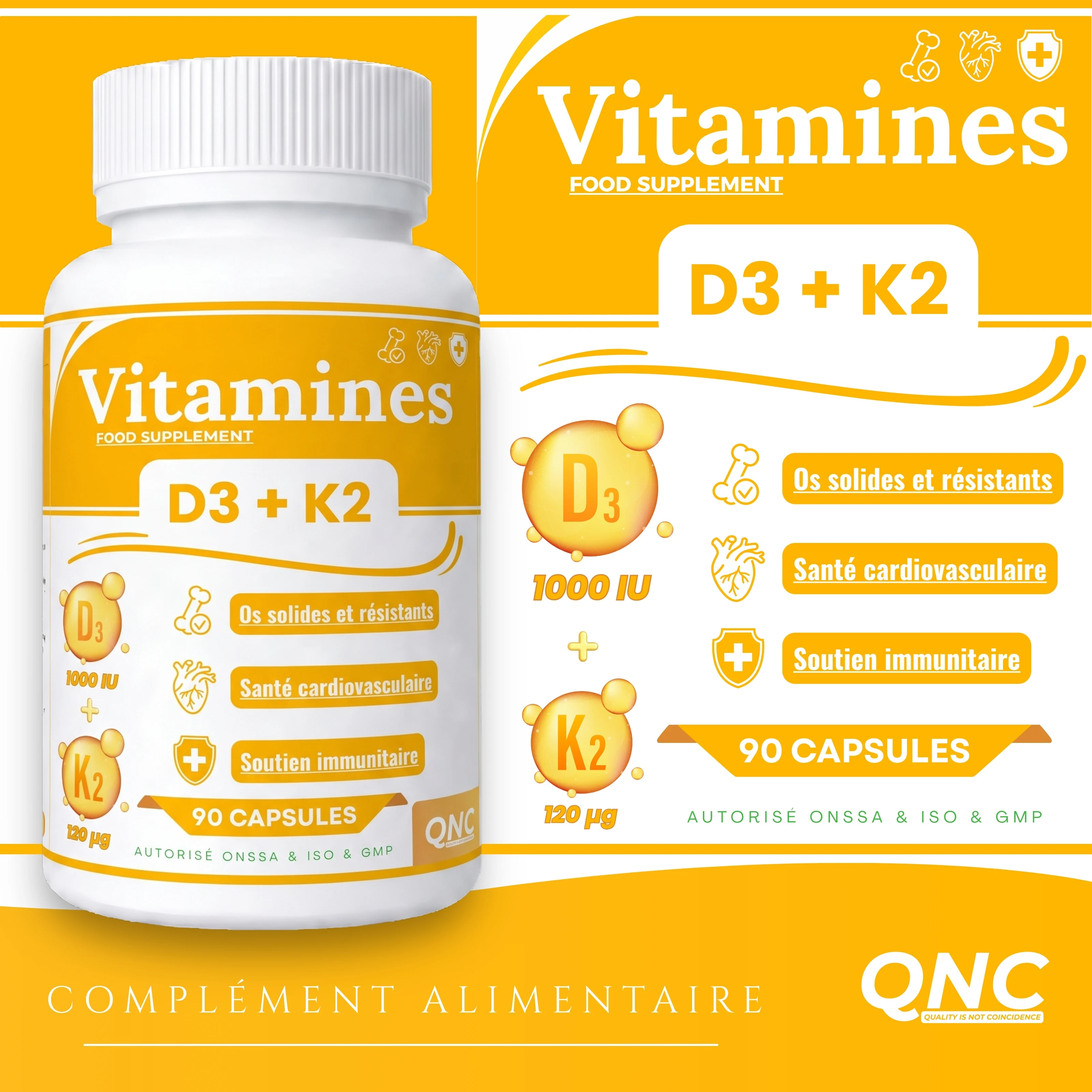 Vitamine D3 + K2 QNC